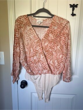 Heyson Rust and Cream Bodysuit Surplice